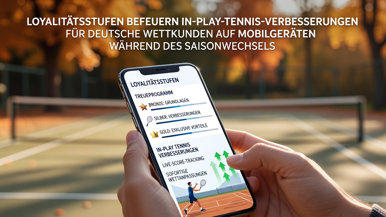 Tennis-Live-Wett-Interface mit gestaffelten Treuevorteilen und Saison-Updates auf einem mobilen Gerät