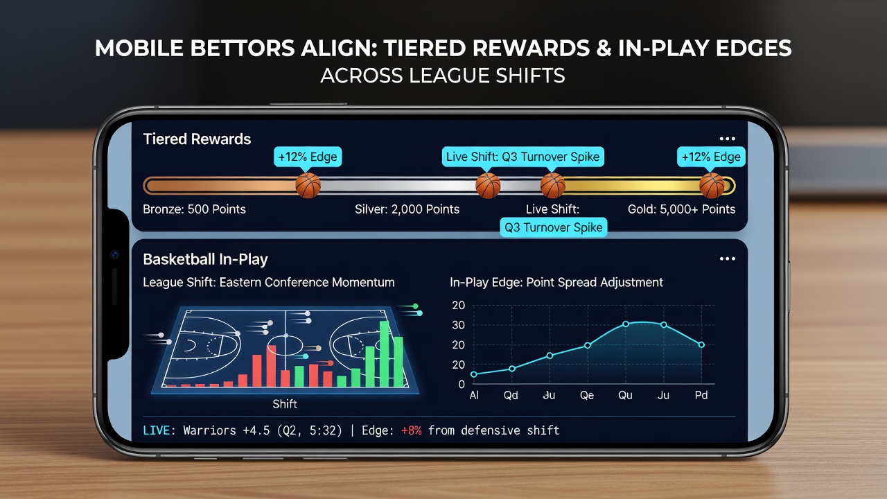 Nutzer verfolgen Basketball-Live-Statistiken und Treuefortschritte auf mobilen Geräten